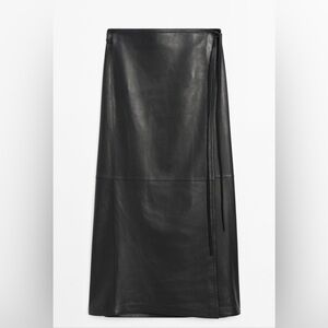 Massimo Dutti Leather Wrap Skirt size M